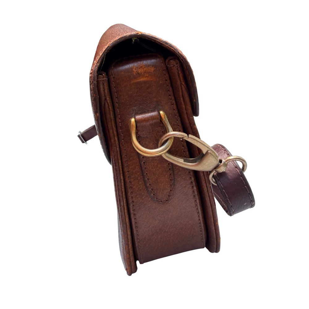 Vintage Gucci 1970s Brown Leather Mini Bag Bamboo Precursor Crossbody Purse - Picture 3 of 11